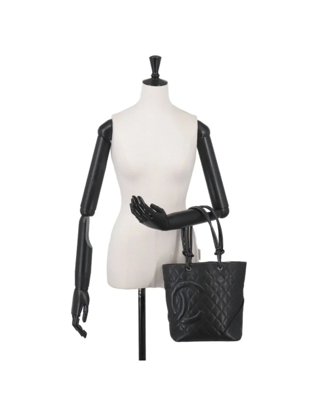 Chanel Cambon Line Tote Calfskin Black Silver